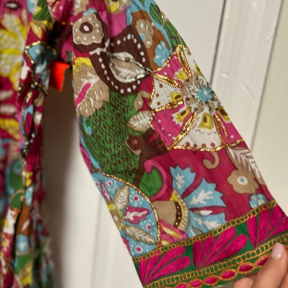 Sandy Starkman Embellished Boho Swim Cover-up Tunic Size Large - Picture 5 of 12